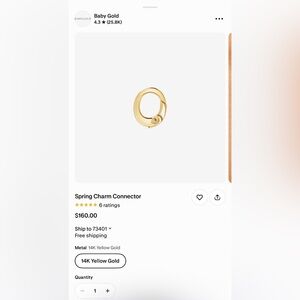 14k solid yellow gold spring charm connector clasp necklace bracelet 11X9mm NWT